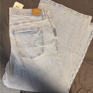 American Eagle Dreamy Drape Ultra Wide Leg Jeans - Light Blue